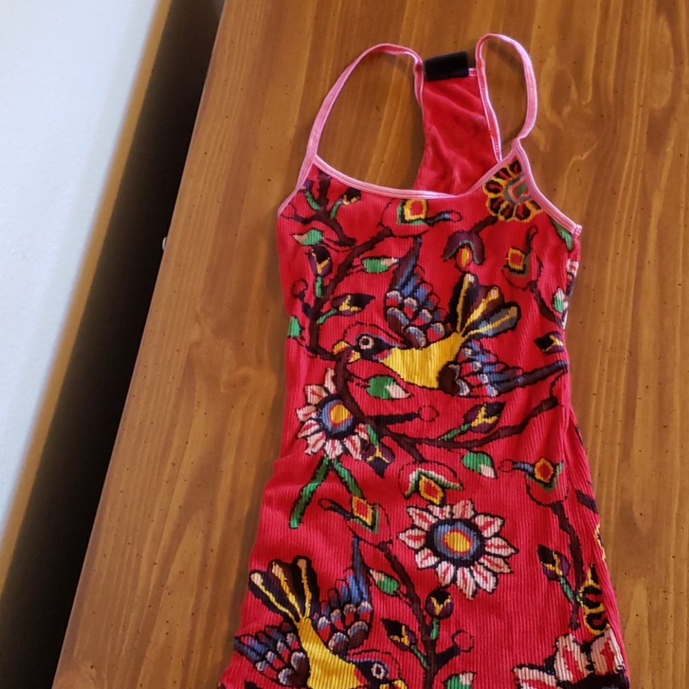 Free people red with  birds  tank top